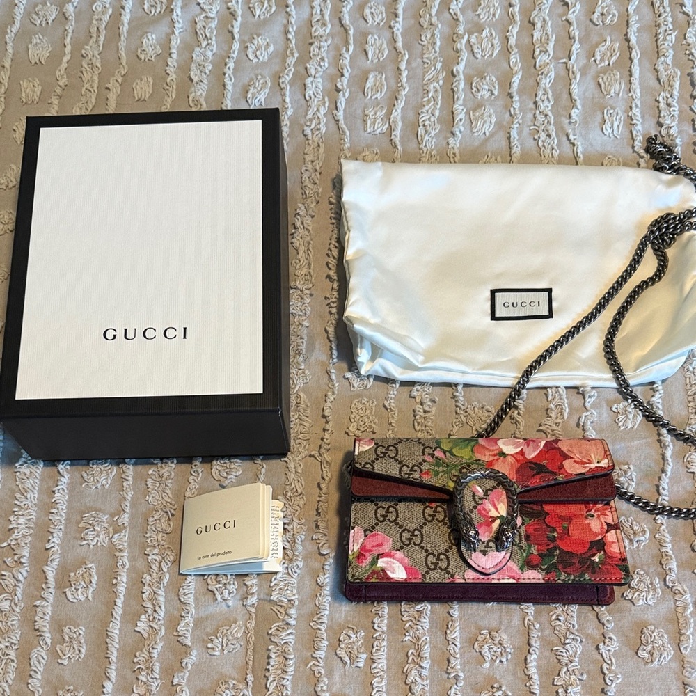 Gucci Red and Pink Floral Crossbody Bag